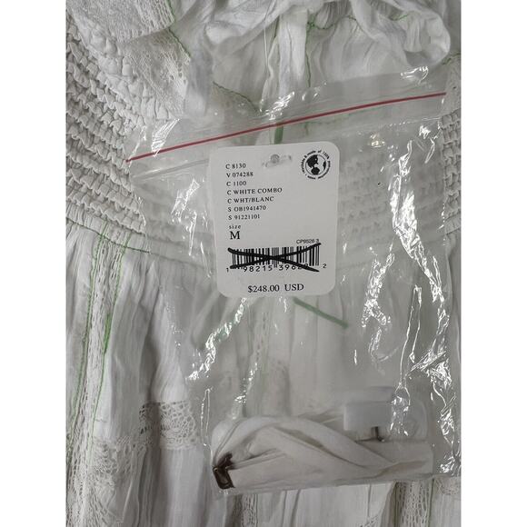 Free People Hi Hello Stocked Lace Trim Midi Dress Size Medium White Strapless - Picture 9 of 12